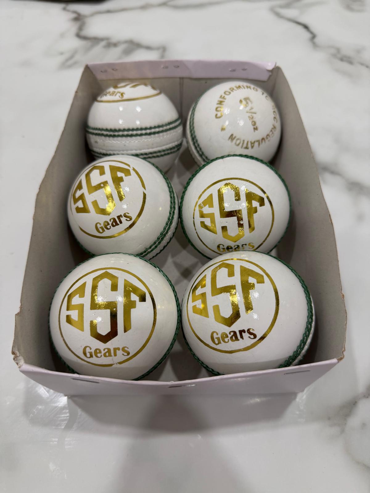 SSF White Balls (Gold Logo / Green Seam)